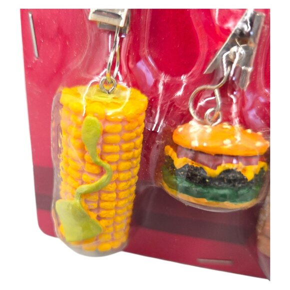 Vintage Tablecloth Weights Set of 4 Backyard BBQ Theme Burger Corn Cob Hotdog - Picture 5 of 5